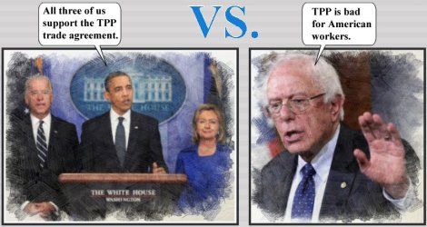 Hillary supports TPP; Bernie says it is bad